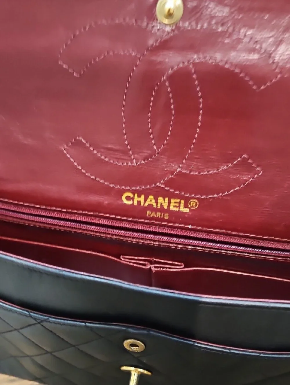Vintage CHANEL Black Quilted Leather Shoulder Bag with Gold And SilveCC Hardware